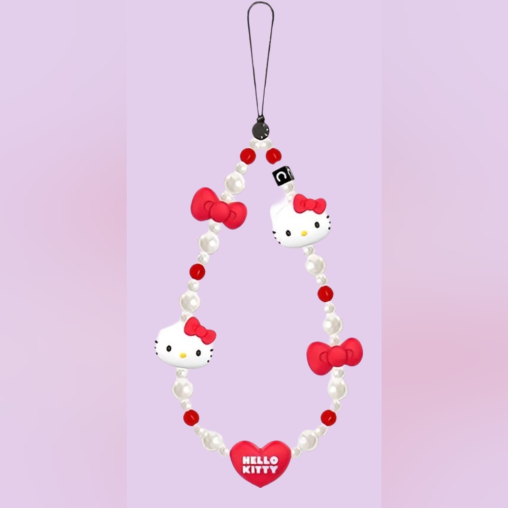 Hello Kitty Red Bow Phone Lanyard Chain - White & Red